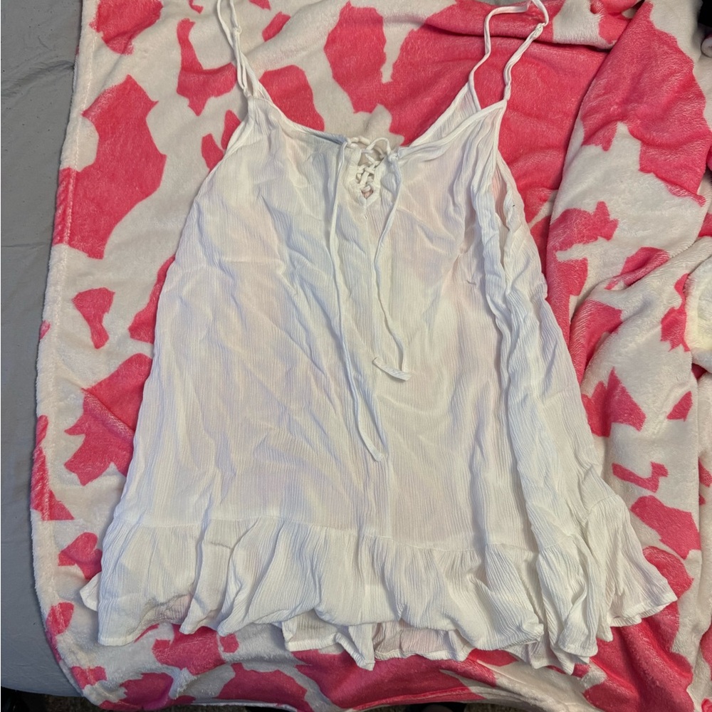 a.n.a white tank top with tie in the back, size L